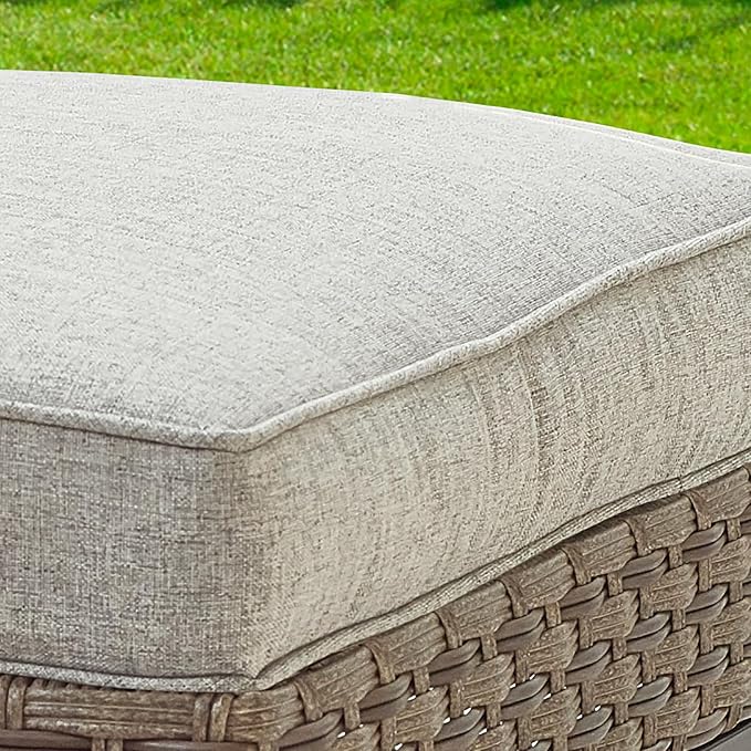 Outdoor Cushioned Ottoman Wicker Patio Furniture Ottoman - Image 3