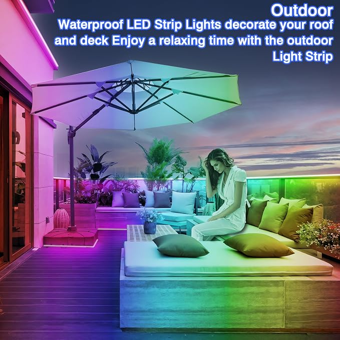 zoegi 500ft Outdoor LED Strip Lights Waterproof, Music Sync RGB IP68 Outside - Image 3