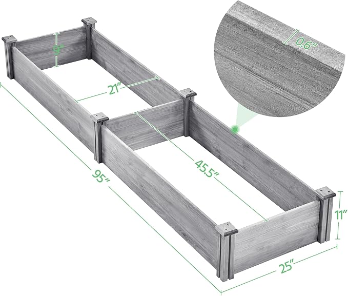Yaheetech 8×2ft Wooden Horticulture Raised Garden Bed Divisible Elevated - Image 3