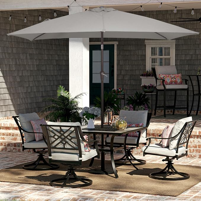 JEAREY 6.5x10 ft Rectangular Patio Umbrellas Rectangle Outdoor Umbrella - Image 4