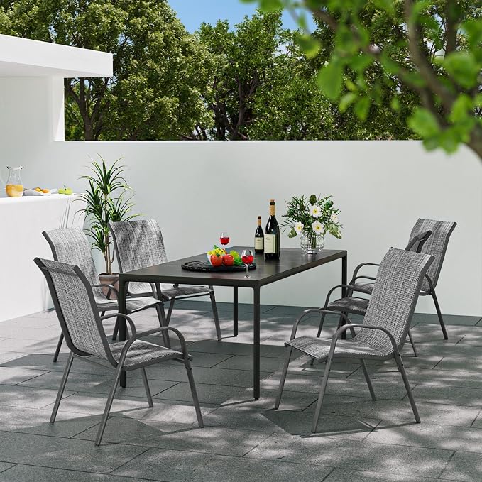 Patio Dining Chairs Set of 6, Outdoor Stackable Dining Chairs High Back - Image 2