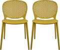 2xhome Set of 2 Patio Dining Chairs | Modern Stackable Outdoor Pool Side Chair by 2xhome