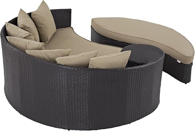 Modway Convene Wicker Rattan Outdoor Patio Poolside Sectional Sofa Daybed - Image 4