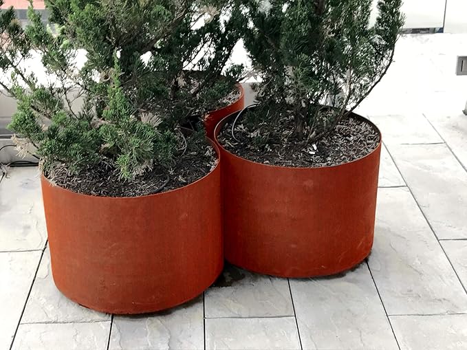 PLANTERCRAFT Corten Steel Metal Planter Box, Round Sizes, Modern Garden Steel - Image 2