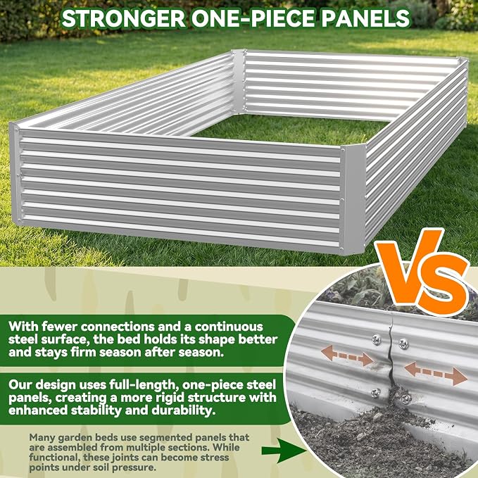 3 Pack Corrugated Galvanized Steel Raised Garden Bed Outdoor, Metal Above - Image 3