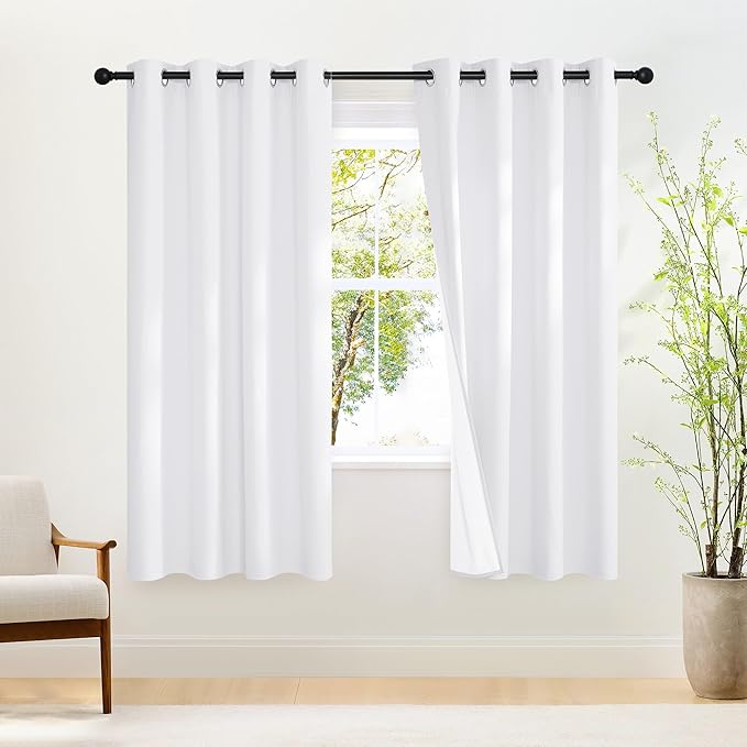 NICETOWN Pure White 100% Blackout Curtains 72 inches Long by NICETOWN