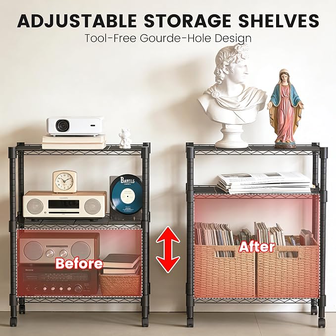 Xcity Storage Shelves, 3 Tier Heavy Duty Metal Shelving Unit - Image 4