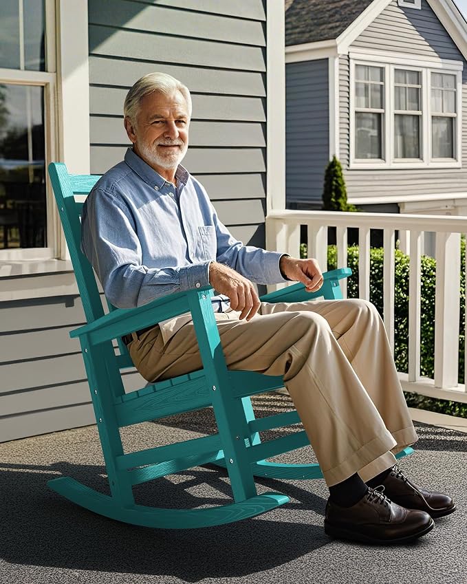 SERWALL Oversized Outdoor Rocking Chair Set of 2, HDPE Rocker - Image 8