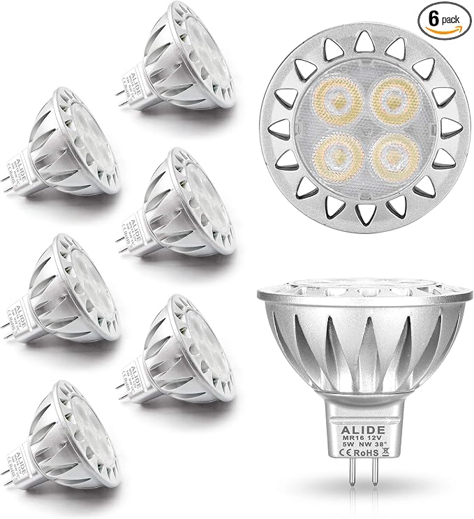 ALIDE MR16 GU5.3 Led Bulbs 5W 4000K Neutral/Natural White, 20W-35W Halogen by ALIDE