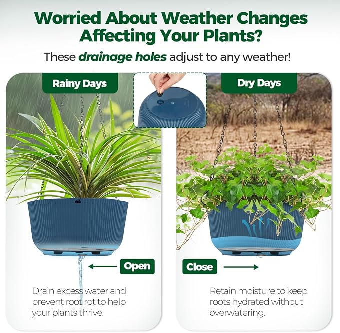T4U 10 Inch Hanging Planters for Indoor Outdoor Plants, Hanging Baskets for - Image 5