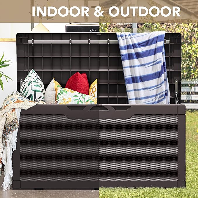 Devoko 100 Gallon Waterproof Large Resin Deck Box Indoor Outdoor Lockable - Image 8