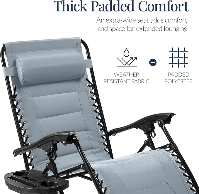 Best Choice Products Oversized Padded Zero Gravity Chair, Folding Outdoor Patio - Image 4