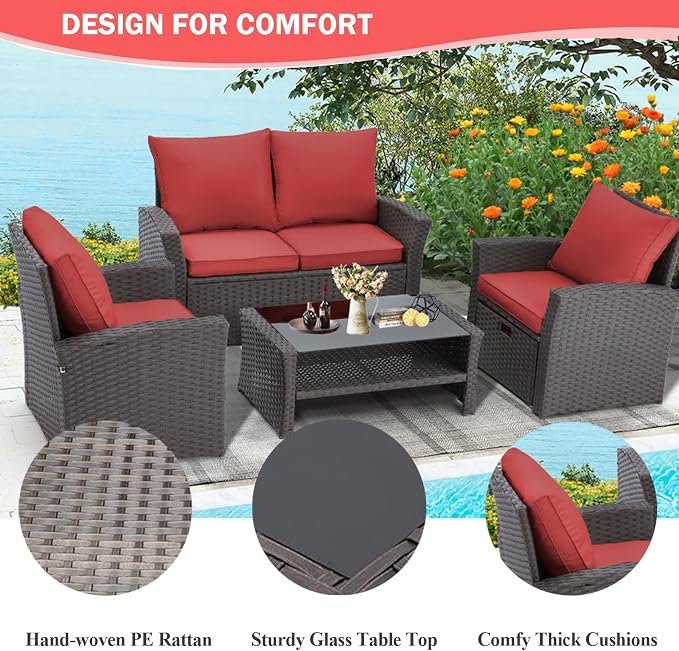 HOMREST 6 Pieces Outdoor Patio Furniture Set - Image 4