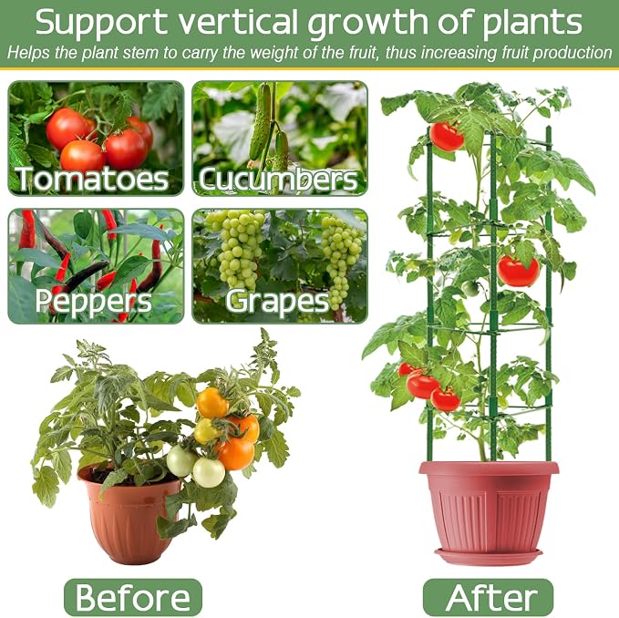 Halatool 2 Pack Tomato Cages for Garden, Garden Stakes Tomato Trellis for Pots - Image 6