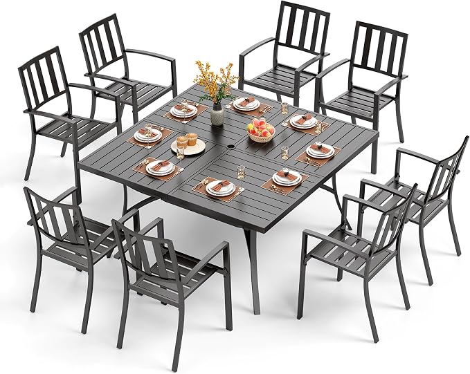 PHI VILLA 9 Pieces Outdoor Dining Set by PHIVILLAThepioneerofcomfortablehouseholdsupplies