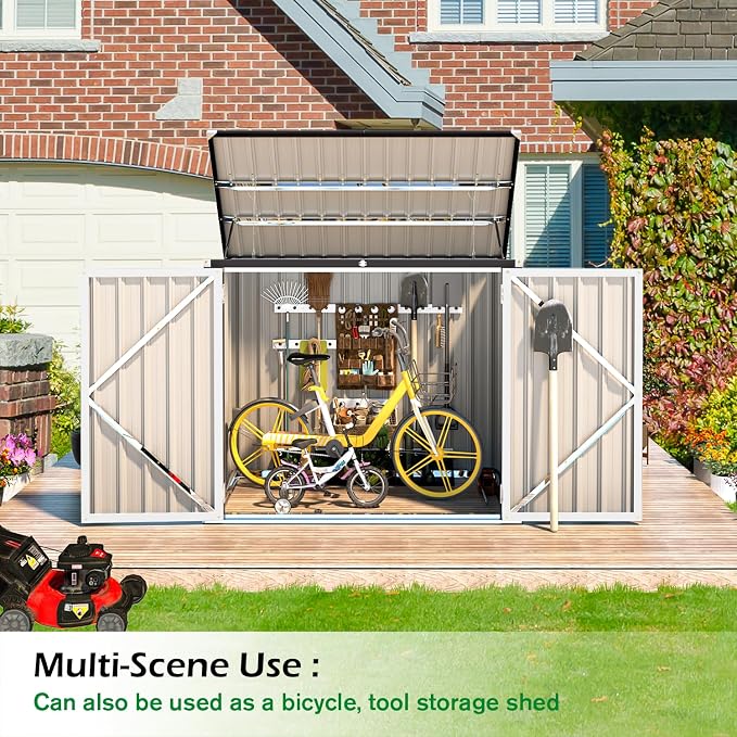 AECOJOY Outdoor Trash Can Storage, 46 Cu.Ft White Trash Can Storage Cabinet - Image 5