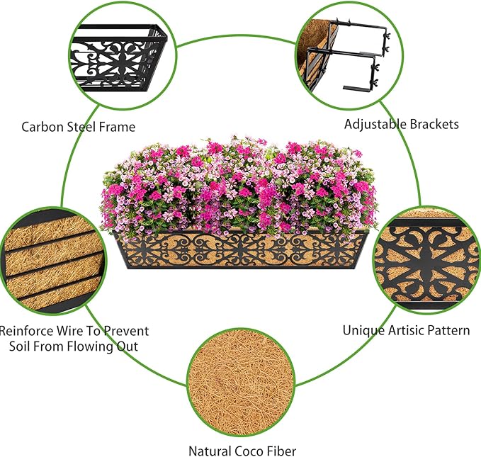 2 Pack 30 Inch Window Boxes Planters Railing Planter Box - Image 4