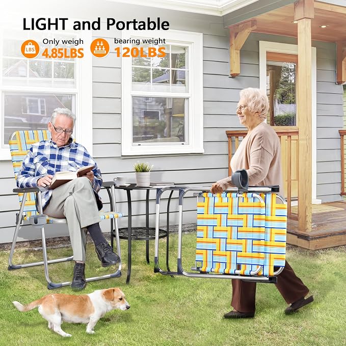 VINGLI Aluminum Oversize Patio Lawn Chairs Folding Set of 2 - Image 7