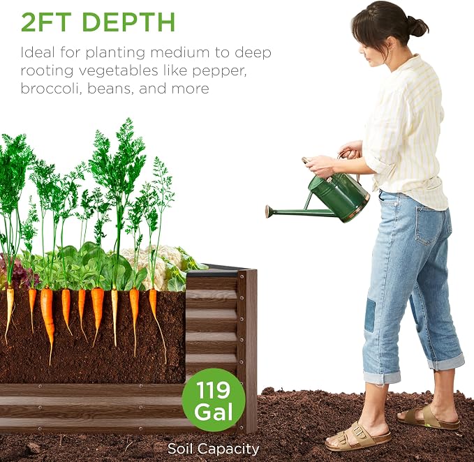 Best Choice Products 4x2x2ft Outdoor Metal Raised Garden Bed, Deep Root Box - Image 4