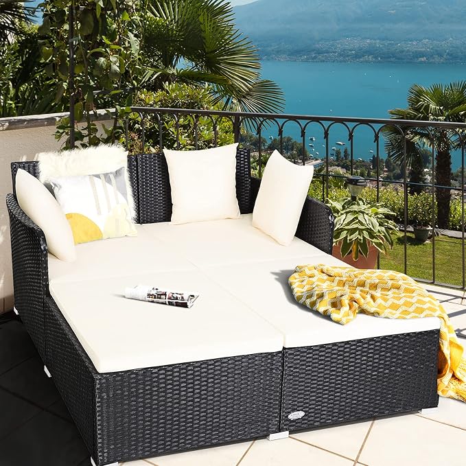 HAPPYGRILL Outdoor Daybed Rattan Wicker Patio Daybed - Image 4