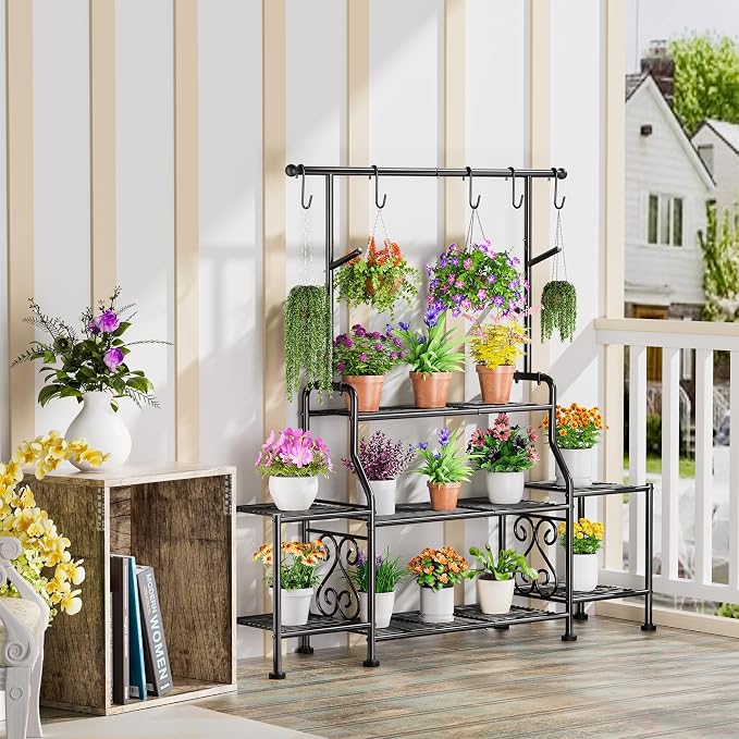 GIOTORENT 3-Tier Tall Metal Plant Stand Indoor Outdoor - Image 6