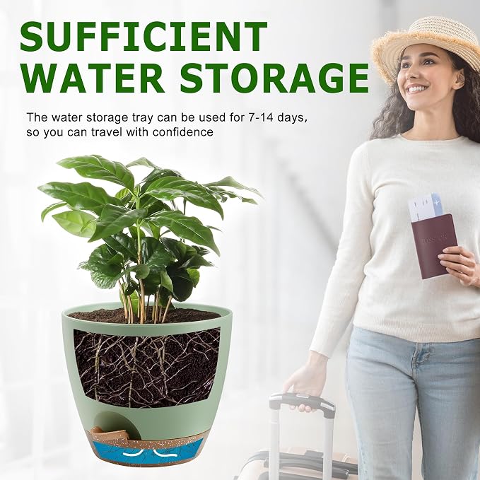 Plant Pots 12/10/9 Inch Self Watering Pots, Plastic Flower Pots, Nursery - Image 5