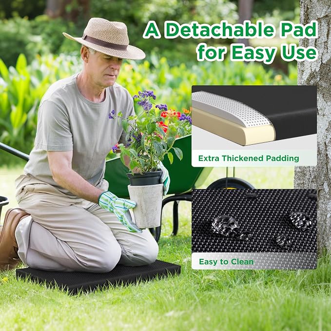 10.8” Wide Garden Kneeler and Seat, Heavy Duty Foldable Gardening Stool - Image 6