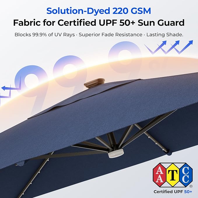 HOMSHADE 10 ft Square Cantilever Patio Umbrella - Image 4