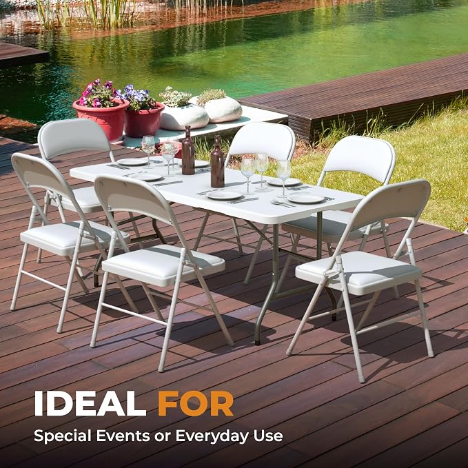 8 Pack Leather Chair | Foldable & Stackable | 350 lbs Capacity Steel Frame Seats - Image 7