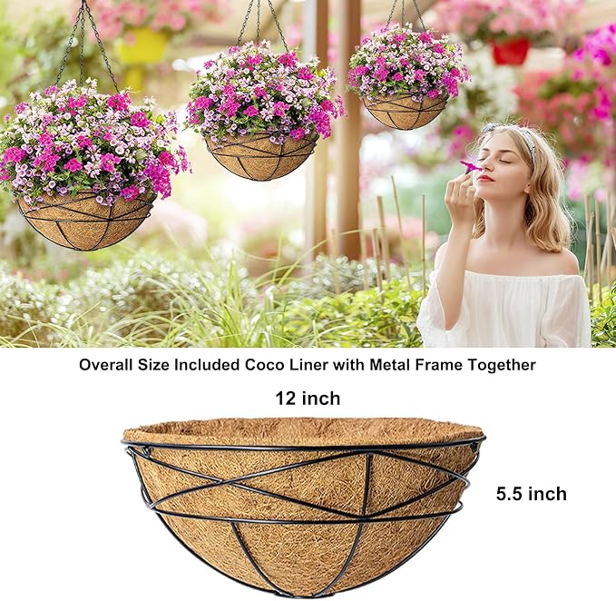 2 Pack 12 Inch Hanging Planters - Image 5