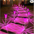DenicMic Solar Lights Outdoor 10 Pack Waterproof Pink LED Stainless Steel Stake by Denicmic