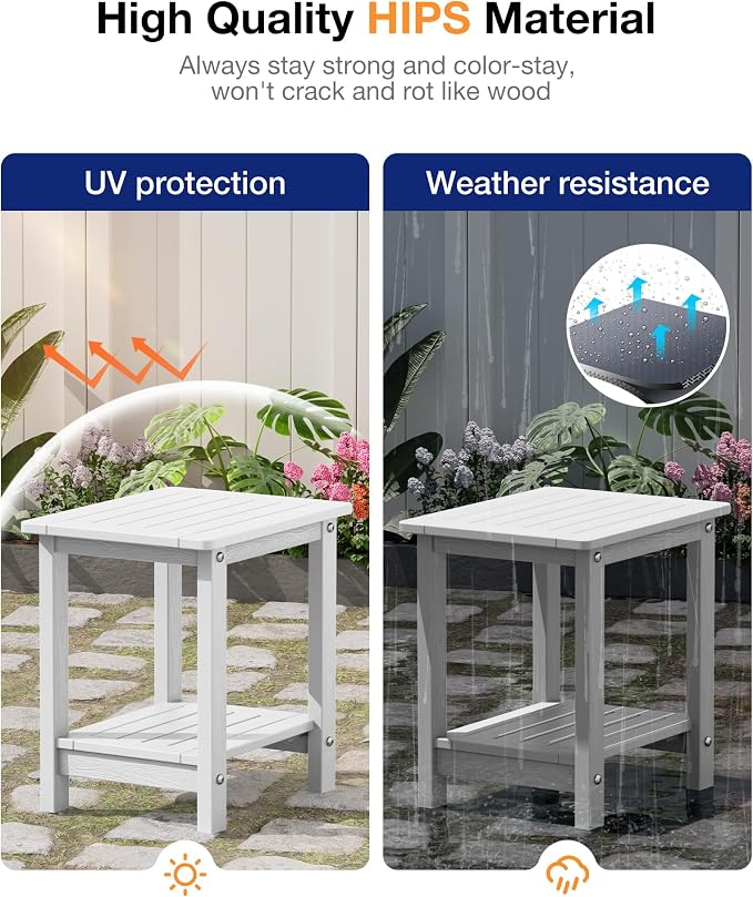 YEFU Outdoor Side Table for Patio: 16" HIPS Weather - Image 5