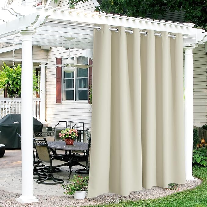 RYB HOME Outdoor Curtains for Patio Waterproof Block Sunlight Thermal Insulated by RYBHOME