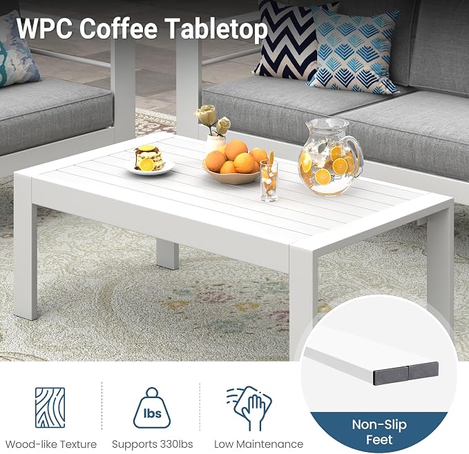 Wisteria Lane Aluminum Outdoor Furniture Patio Coffee Table, All-Weather - Image 6