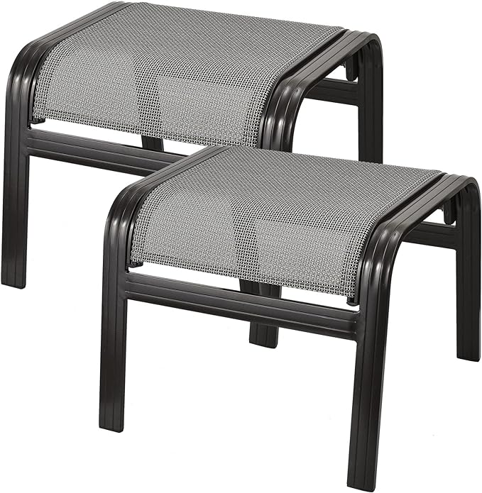 Patio Ottomans Outdoor Foot Rest Aluminum Patio Footstool Samll Seat Wicker by Deguifei