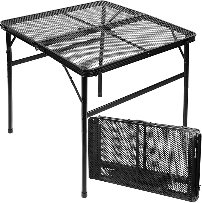 Square Folding Card Table with Adjustable Height, Patio & Indoor Use, Fits 2–4 by EEASTSTORM