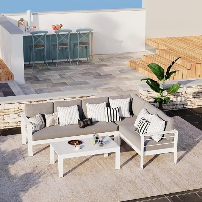 Solaste Aluminum Patio Furniture Set, Metal Patio Sectional Sofa - Image 4