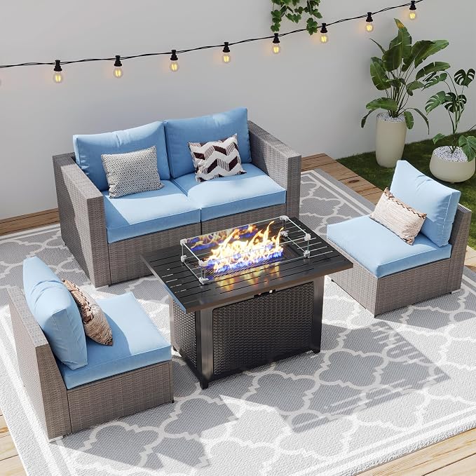 Wisteria Lane Patio Furniture Set, 2 Pieces Armless Wicker Outdoor Furniture - Image 2