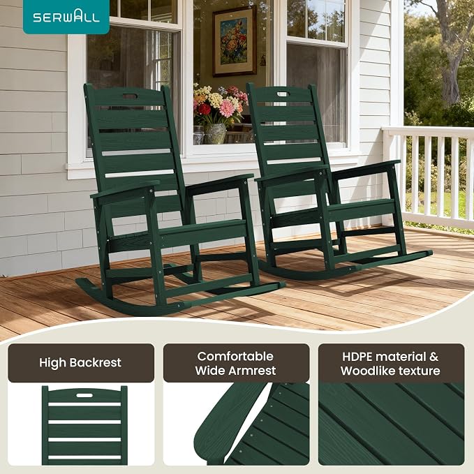 SERWALL Outdoor Rocking Chair, Oversized Rocking Chair - Image 9