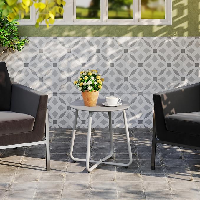 HollyHOME Round Metal Side Table, Rust-Resistant Patio Small Plant Stand - Image 8