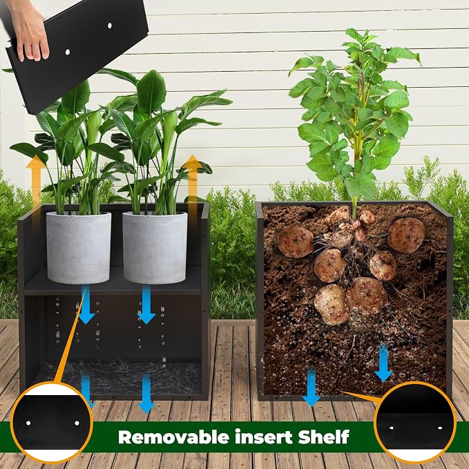 Black Steel Planter Box for Outdoor Plants 24" x 10" x 24" Metal Rectangular - Image 3