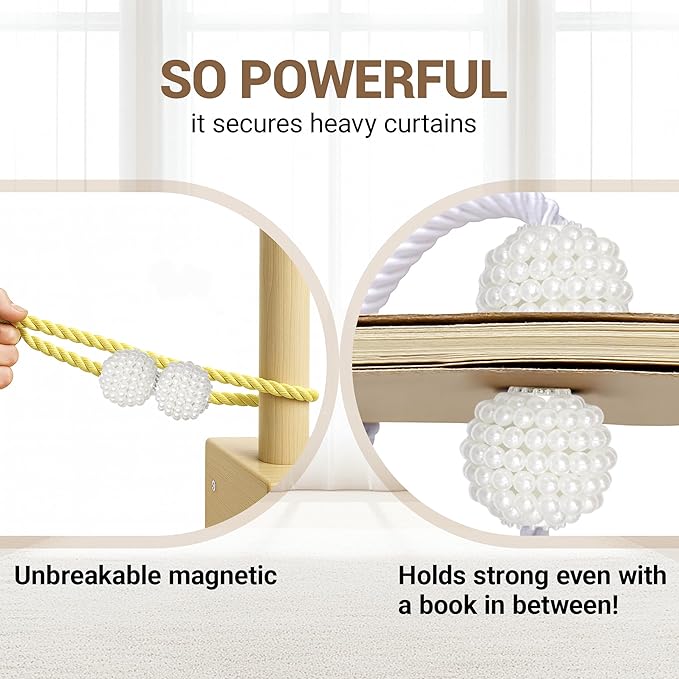 Hion Magnetic Curtain Tiebacks Golden 6 Pack, Curtain Tiebacks Buckles - Image 6