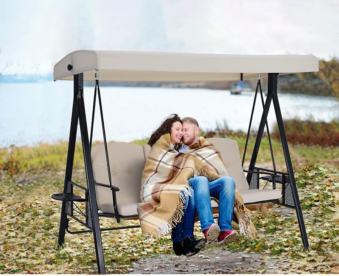 U-MAX 3-Seat Outdoor Patio Swing Chair, Swing Glider - Image 6