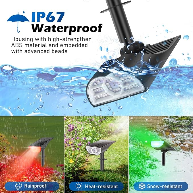 TOBUSA Solar Spot Lights Outdoor Waterproof, RGB Solar Color Changing Lights - Image 6