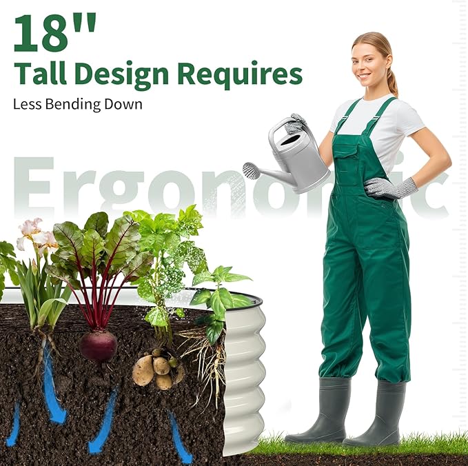 Kesfitt Raised Garden Bed, Metal Galvanized Steel Oval Garden Bed 8x2x1.5 ft - Image 7