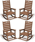 SERWALL Outdoor Rocking Chair Set of 4, Oversized HDPE Patio Rocking Chair by SERWALL