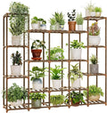 Bamworld Large Plant Shelf Indoor Plant Shelf Outdoor Tall Wood Plant Holder by Bamworld