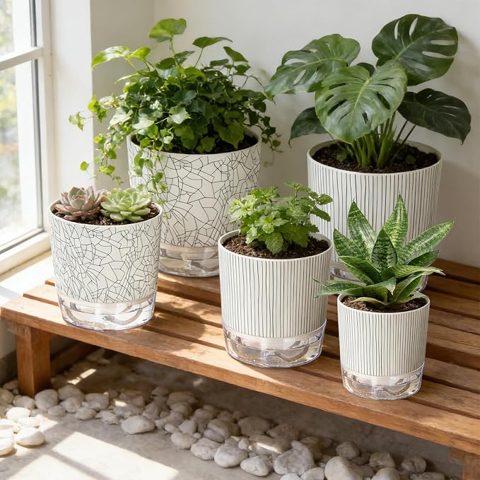 Self Watering Pots for Indoor Plants, 4/5.5/6.3 Inch Plant Pots Indoor Outdoor - Image 6