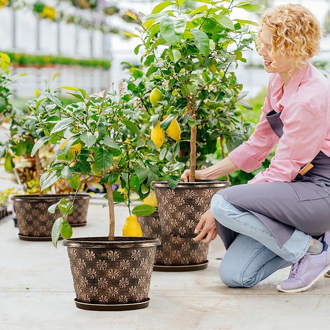 12 Inch Planter Pots for Plants, Plastic Large Flower Pots Indoor Outdoor - Image 5