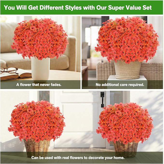Artificial Flowers for Outdoor, Silk Flowers No Fade Fake Plastic Flowers UV - Image 5